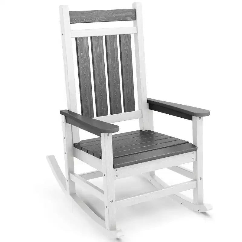 Hyleory HDPE Modern Resin Outdoor Rocking Chair, Patio Adirondack Chair for All Seasons