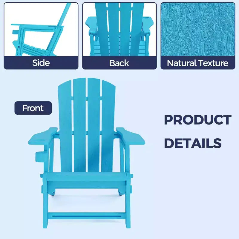 NAYSAYE Patio Chaise Lounge Adirondack Chair with Cup Holder Foldable Design for Outdoor Relaxation, 22.3*30*36.4