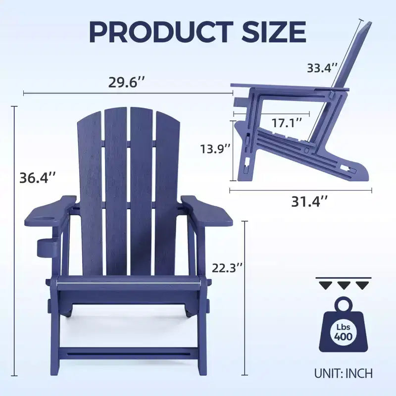 NAYSAYE Patio Chaise Lounge Adirondack Chair with Cup Holder Foldable Design for Outdoor Relaxation, 22.3*30*36.4