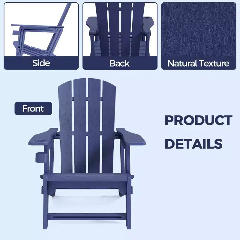 NAYSAYE Patio Chaise Lounge Adirondack Chair with Cup Holder Foldable Design for Outdoor Relaxation, 22.3*30*36.4