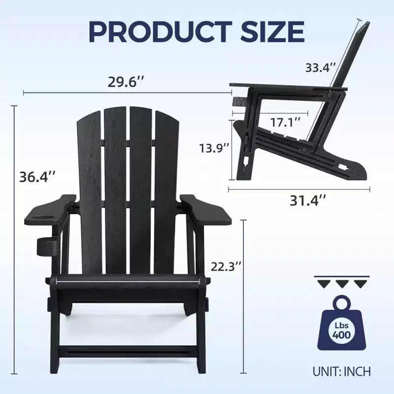 NAYSAYE Patio Chaise Lounge Adirondack Chair with Cup Holder Foldable Design for Outdoor Relaxation, 22.3*30*36.4