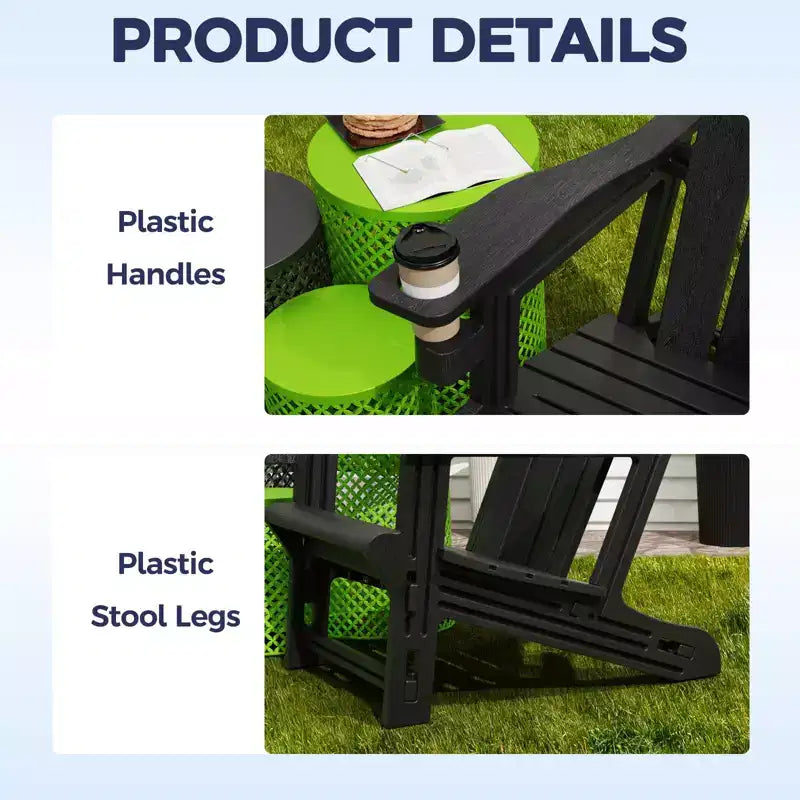NAYSAYE Patio Chaise Lounge Adirondack Chair with Cup Holder Foldable Design for Outdoor Relaxation, 22.3*30*36.4
