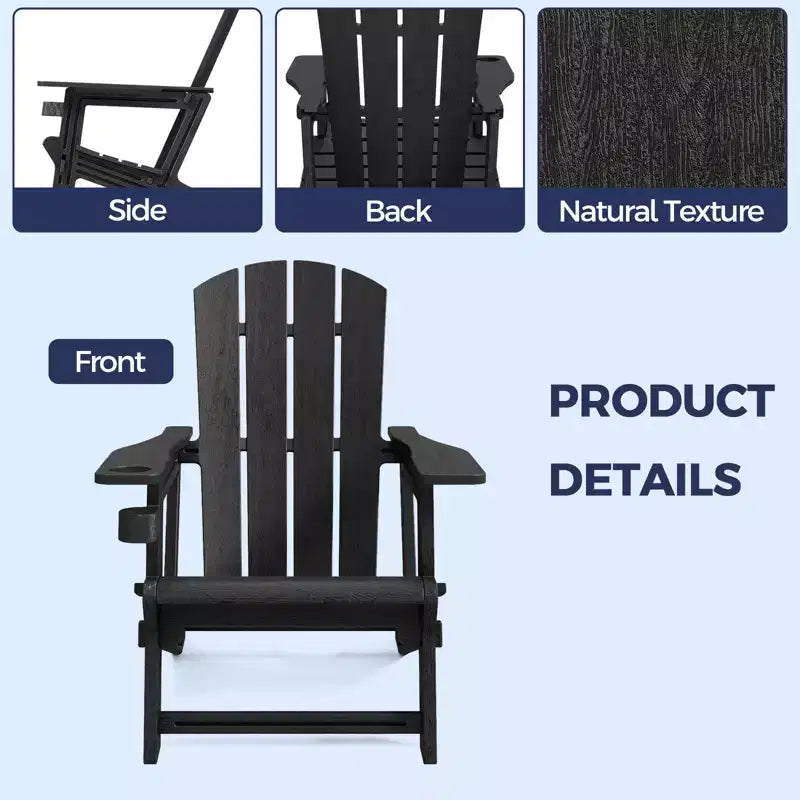 NAYSAYE Patio Chaise Lounge Adirondack Chair with Cup Holder Foldable Design for Outdoor Relaxation, 22.3*30*36.4