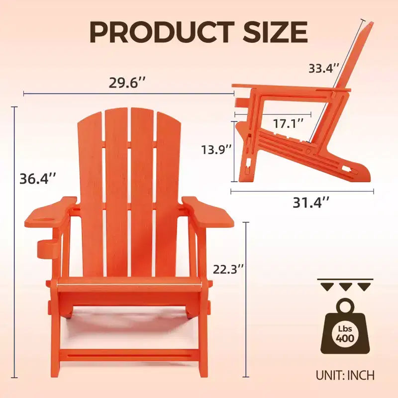 NAYSAYE Patio Chaise Lounge Adirondack Chair with Cup Holder Foldable Design for Outdoor Relaxation, 22.3*30*36.4
