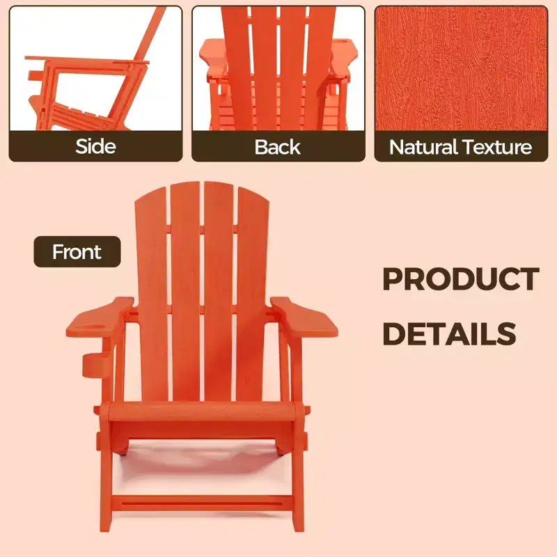 NAYSAYE Patio Chaise Lounge Adirondack Chair with Cup Holder Foldable Design for Outdoor Relaxation, 22.3*30*36.4