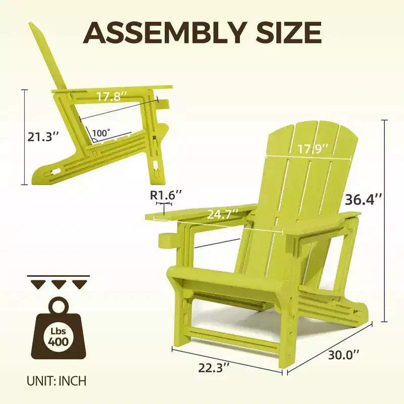 NAYSAYE Patio Chaise Lounge Adirondack Chair with Cup Holder Foldable Design for Outdoor Relaxation, 22.3*30*36.4