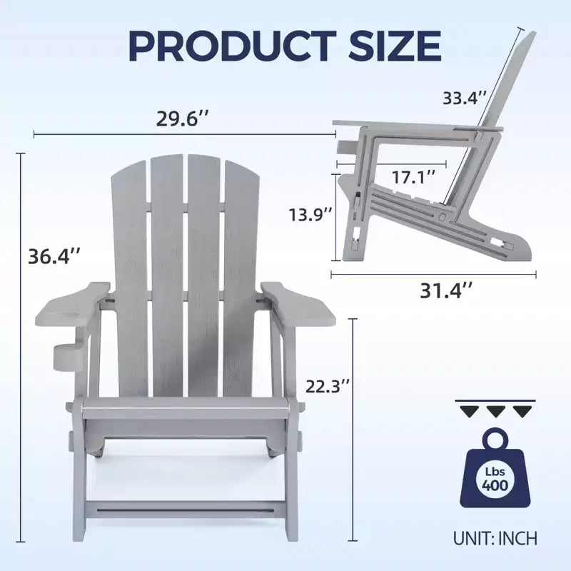 NAYSAYE Patio Chaise Lounge Adirondack Chair with Cup Holder Foldable Design for Outdoor Relaxation, 22.3*30*36.4