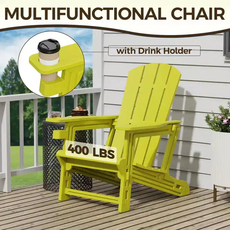 NAYSAYE Patio Chaise Lounge Adirondack Chair with Cup Holder Foldable Design for Outdoor Relaxation, 22.3*30*36.4