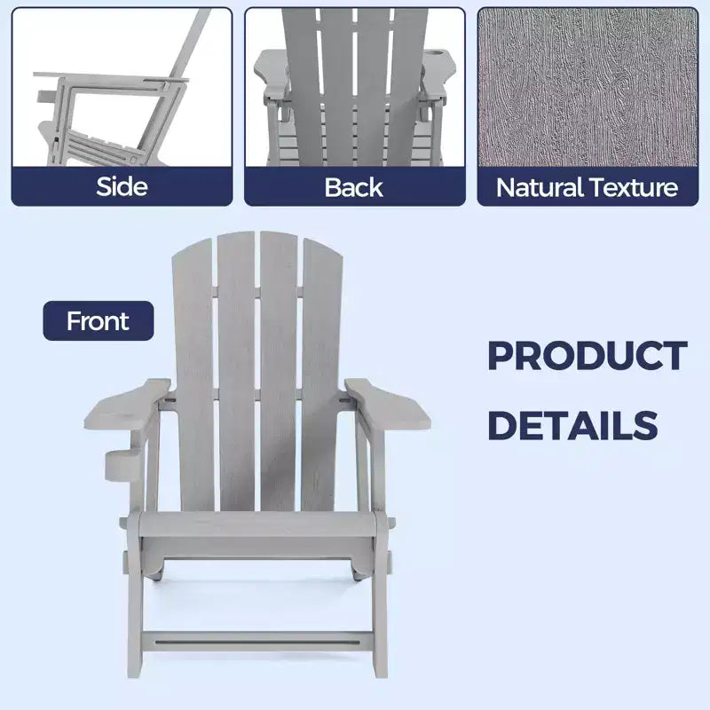 NAYSAYE Patio Chaise Lounge Adirondack Chair with Cup Holder Foldable Design for Outdoor Relaxation, 22.3*30*36.4