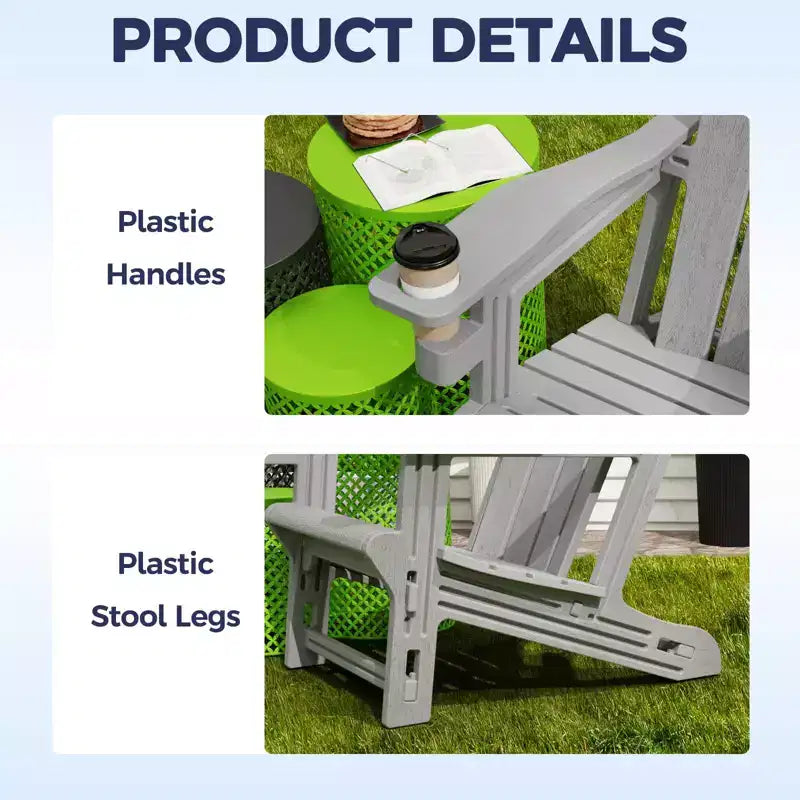 NAYSAYE Patio Chaise Lounge Adirondack Chair with Cup Holder Foldable Design for Outdoor Relaxation, 22.3*30*36.4
