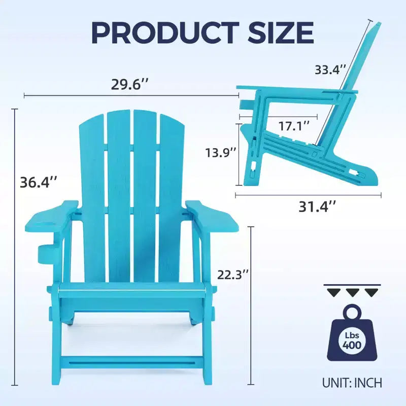 NAYSAYE Patio Chaise Lounge Adirondack Chair with Cup Holder Foldable Design for Outdoor Relaxation, 22.3*30*36.4