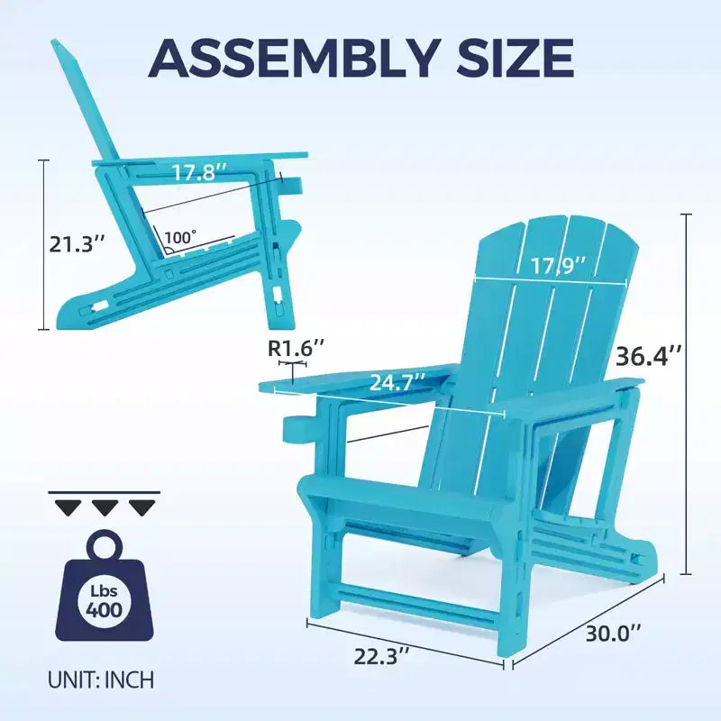 NAYSAYE Patio Chaise Lounge Adirondack Chair with Cup Holder Foldable Design for Outdoor Relaxation, 22.3*30*36.4