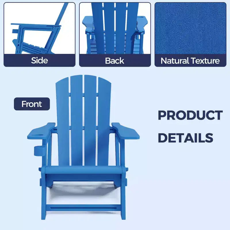 NAYSAYE Patio Chaise Lounge Adirondack Chair Set with Cup Holder Foldable Design for Outdoor Relaxation, 22.3*30*36.4