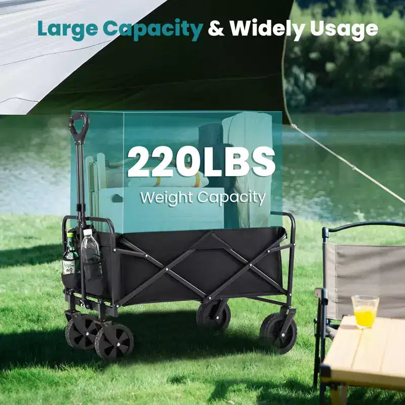 Carrello Pieghevole Fuoristrada Resistente - Capacità di 150 kg per Campeggio/Spesa