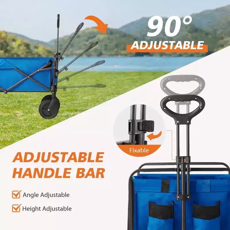 Carrello Pieghevole Fuoristrada Resistente - Capacità di 150 kg per Campeggio/Spesa