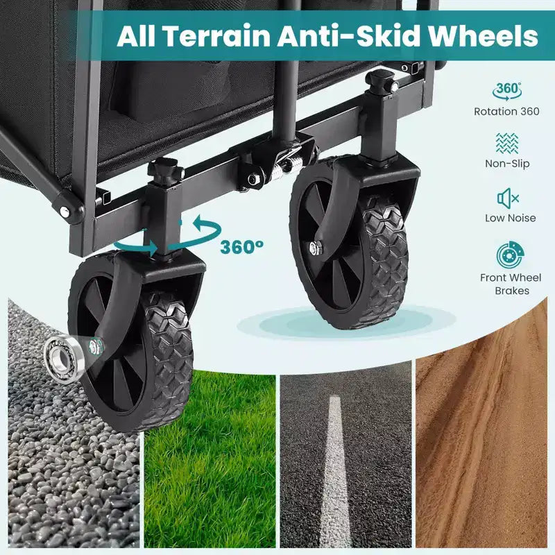 Carrello Pieghevole Fuoristrada Resistente - Capacità di 150 kg per Campeggio/Spesa