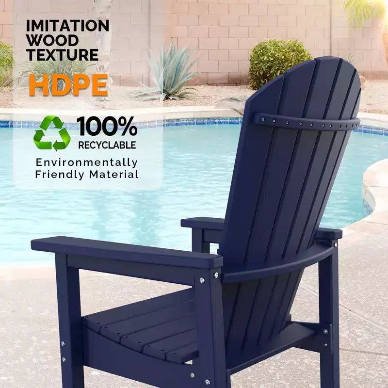 Karl Home | 28.7 in. HDPE Outdoor Tall Adirondack Bar Chair With Cup Holder