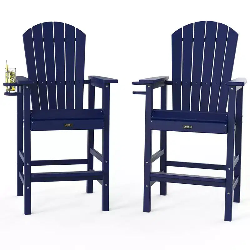 Karl Home | 28.7 in. HDPE Outdoor Tall Adirondack Bar Chair With Cup Holder