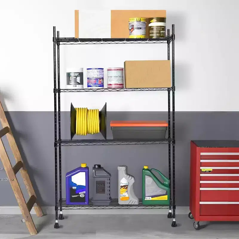 Acekool Scaffale a 4 Ripiani Regolabile in Filo di Acciaio Resistente, Organizzatore Antiruggine per Cucina, Garage, Dispensa, 91,44 L x 35,56 P x 137,16 H cm