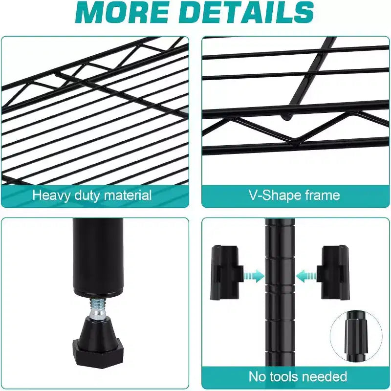 Acekool Scaffale a 4 Ripiani Regolabile in Filo di Acciaio Resistente, Organizzatore Antiruggine per Cucina, Garage, Dispensa, 91,44 L x 35,56 P x 137,16 H cm