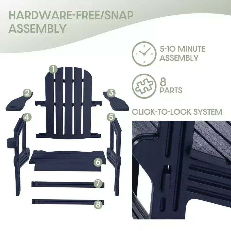 WestinTrends Azura 3-Piece HDPE Plastic Adirondack Patio Chairs With 18 Square Side Table Set