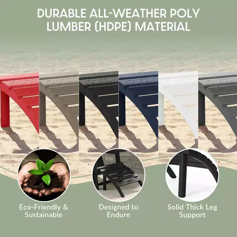 WestinTrends Azura 3-Piece HDPE Plastic Adirondack Patio Chairs With 18 Square Side Table Set