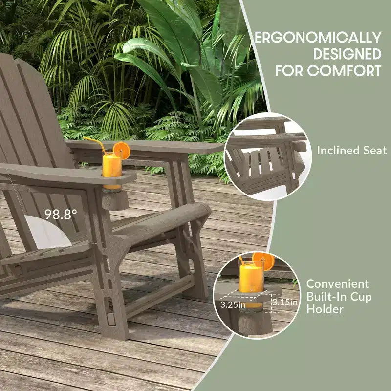 WestinTrends Azura 3-Piece HDPE Plastic Adirondack Patio Chairs With 18 Square Side Table Set