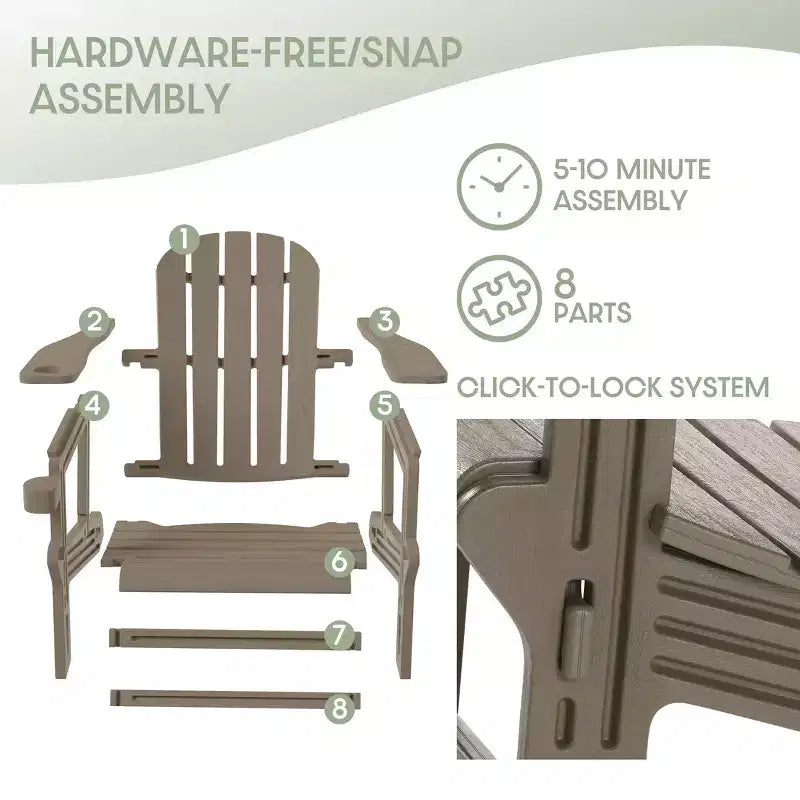WestinTrends Azura 3-Piece HDPE Plastic Adirondack Patio Chairs With 18 Square Side Table Set