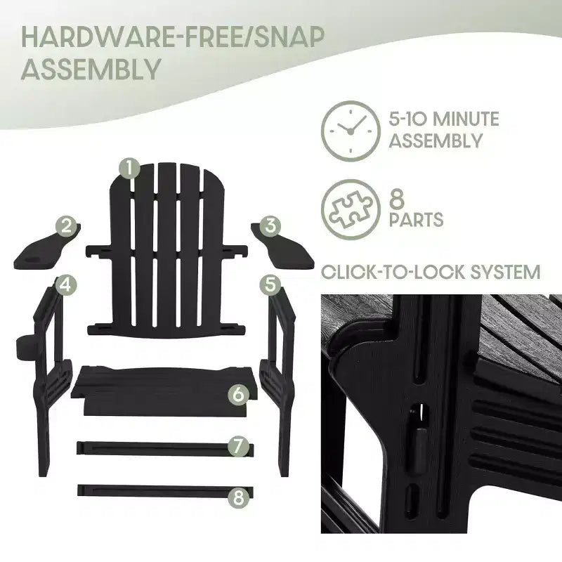 WestinTrends Azura 3-Piece HDPE Plastic Adirondack Patio Chairs With 18 Square Side Table Set