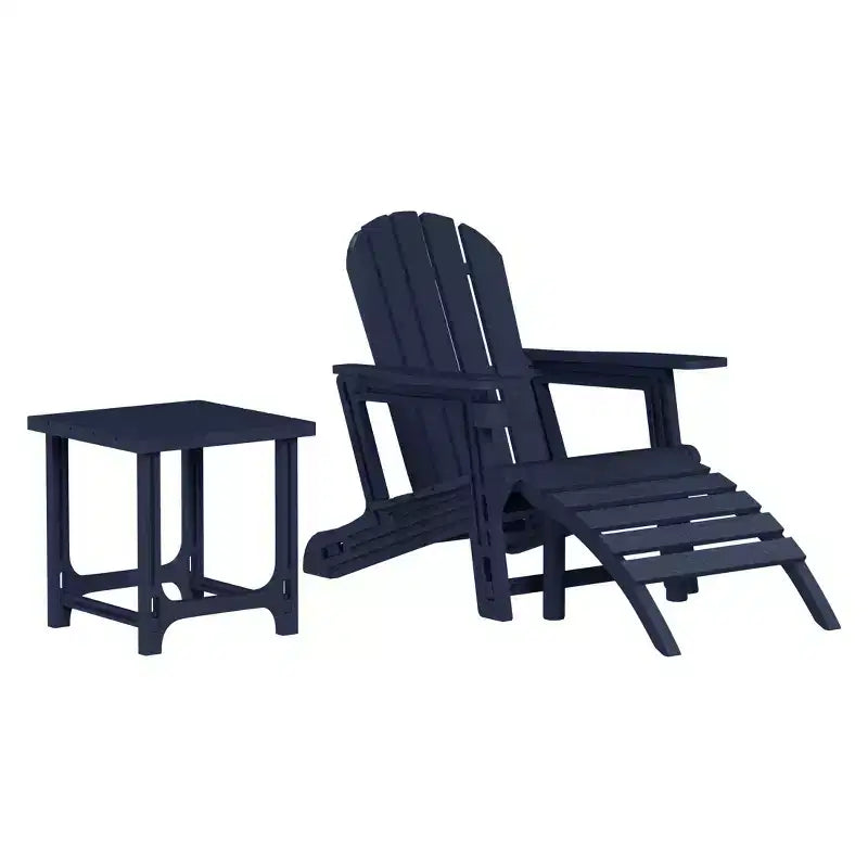WestinTrends Azura 3-Piece HDPE Plastic Adirondack Patio Chairs With 18 Square Side Table Set