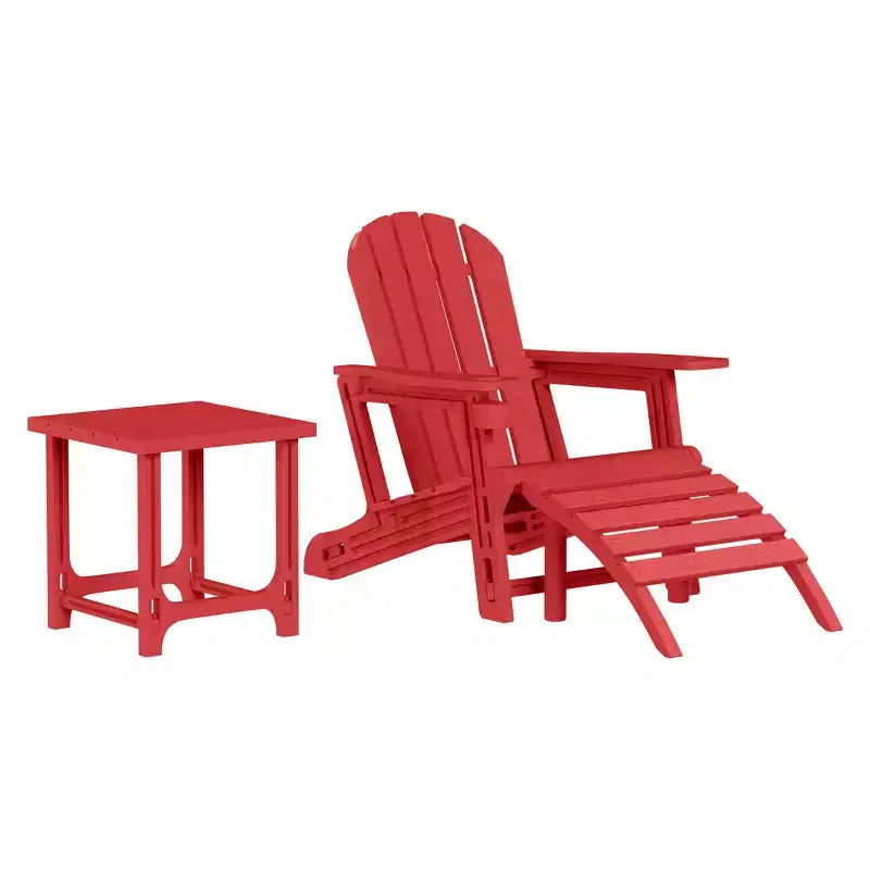 WestinTrends Azura 3-Piece HDPE Plastic Adirondack Patio Chairs With 18 Square Side Table Set