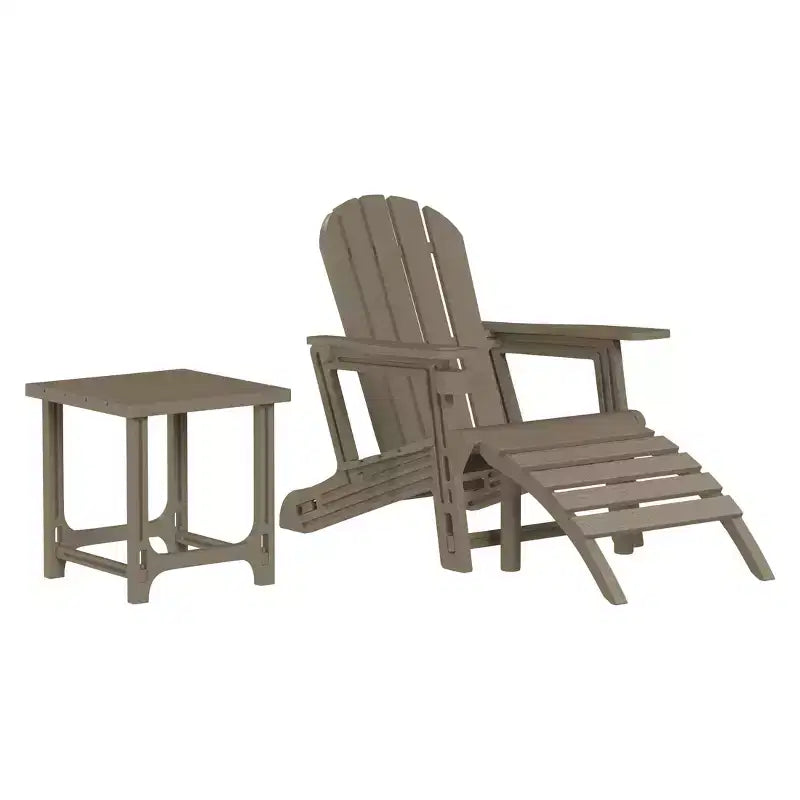 WestinTrends Azura 3-Piece HDPE Plastic Adirondack Patio Chairs With 18 Square Side Table Set