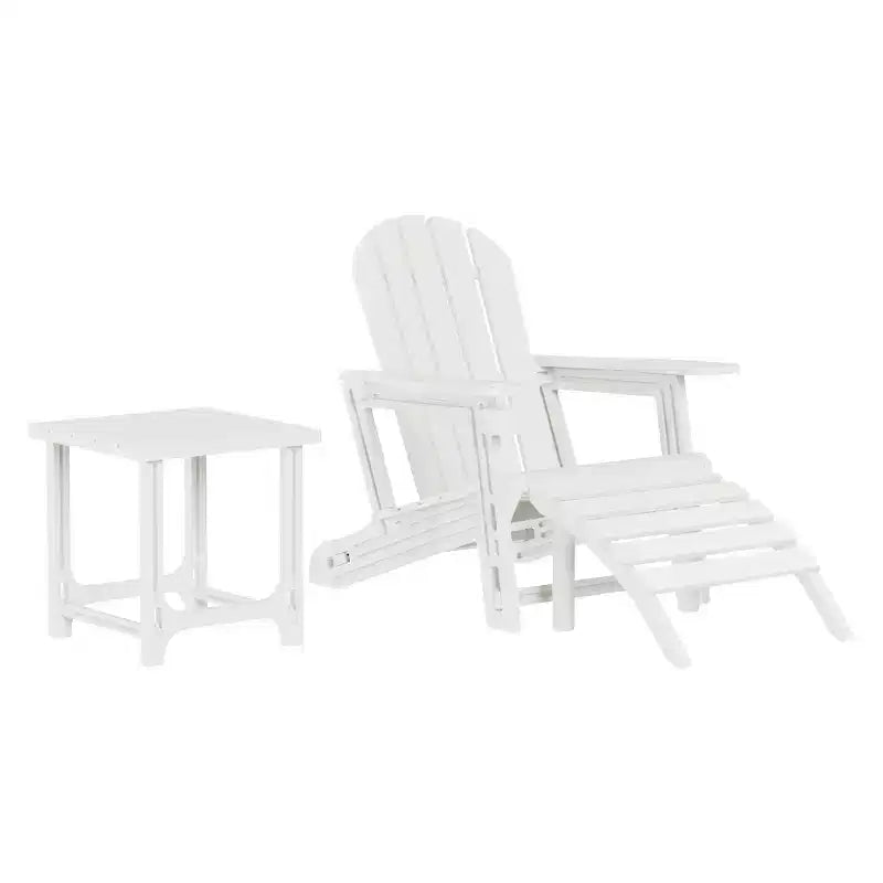 WestinTrends Azura 3-Piece HDPE Plastic Adirondack Patio Chairs With 18 Square Side Table Set