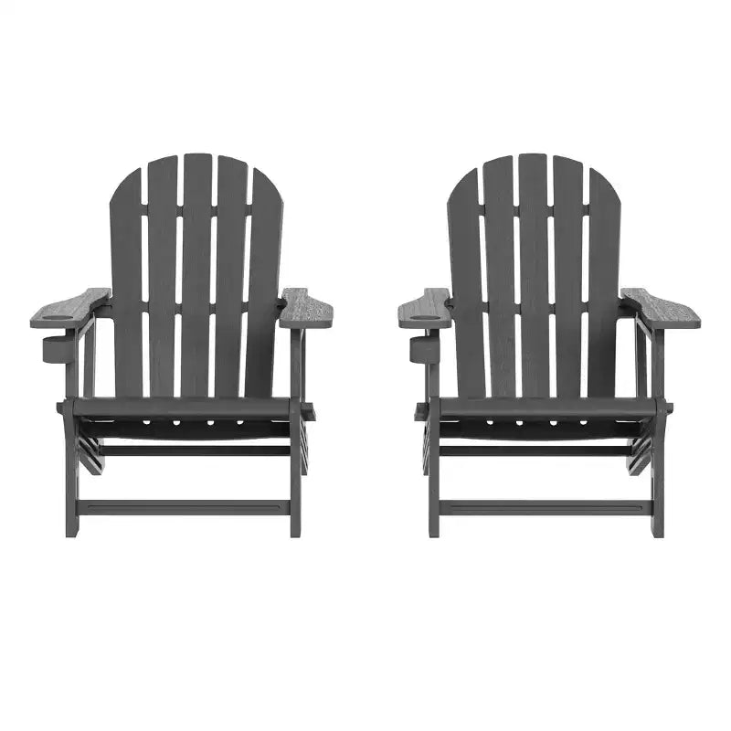WestinTrends Azura Tool-Free Assembly Outdoor Patio HDPE Plastic Adirondack Chair with Cup Holder (Set of 2), White