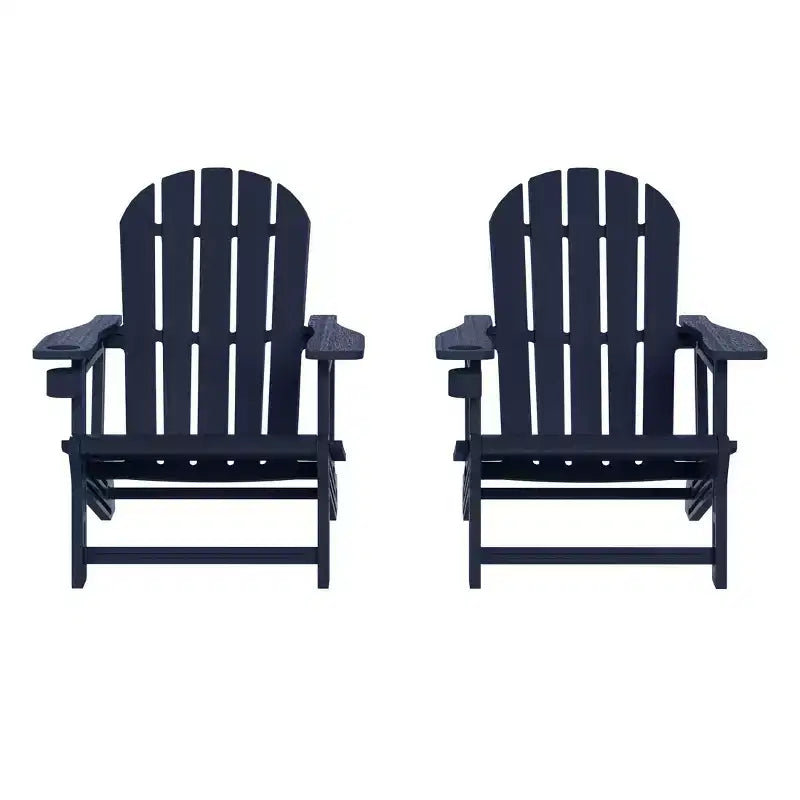 WestinTrends Azura Tool-Free Assembly Outdoor Patio HDPE Plastic Adirondack Chair with Cup Holder (Set of 2), White