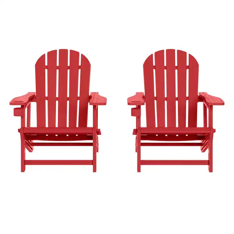 WestinTrends Azura Tool-Free Assembly Outdoor Patio HDPE Plastic Adirondack Chair with Cup Holder (Set of 2), White