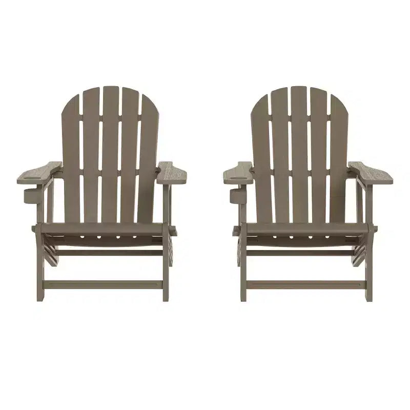 WestinTrends Azura Tool-Free Assembly Outdoor Patio HDPE Plastic Adirondack Chair with Cup Holder (Set of 2), White