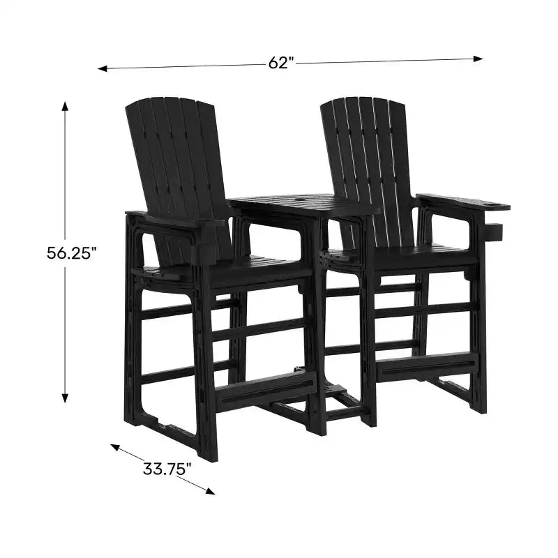 WestinTrends Azura Outdoor Tall Adirondack Chairs With Connecting Table Tray (Set of 2), White