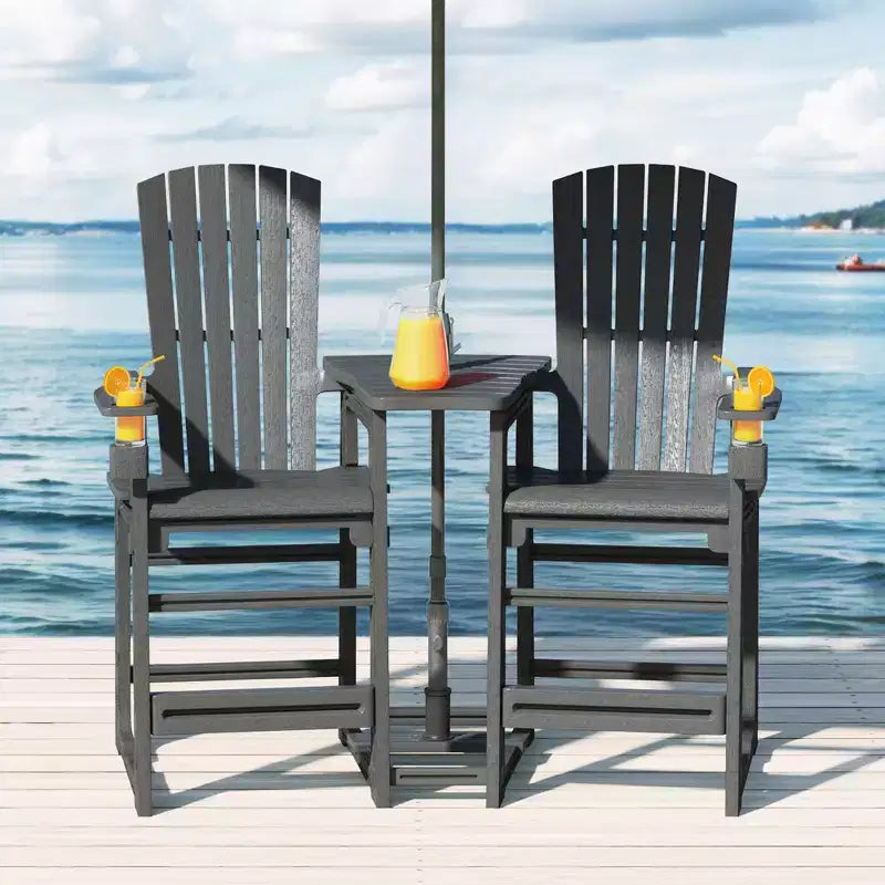 WestinTrends Azura Outdoor Tall Adirondack Chairs With Connecting Table Tray (Set of 2), White