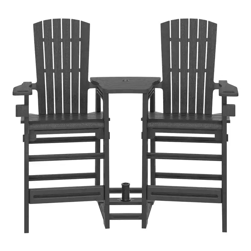 WestinTrends Azura Outdoor Tall Adirondack Chairs With Connecting Table Tray (Set of 2), White
