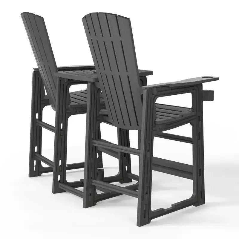 WestinTrends Azura Outdoor Tall Adirondack Chairs With Connecting Table Tray (Set of 2), White