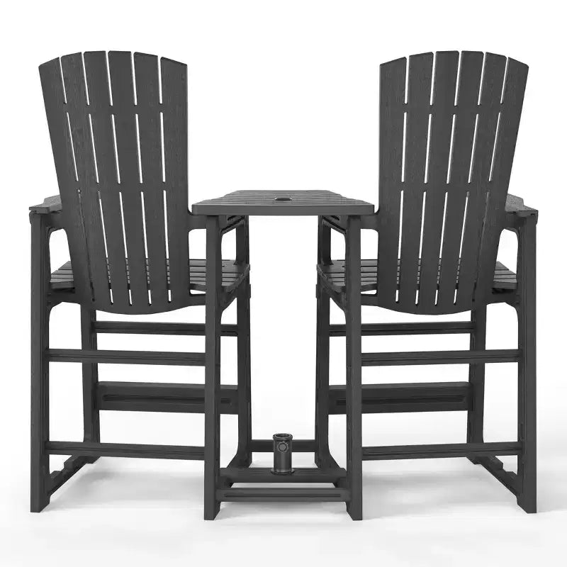 WestinTrends Azura Outdoor Tall Adirondack Chairs With Connecting Table Tray (Set of 2), White