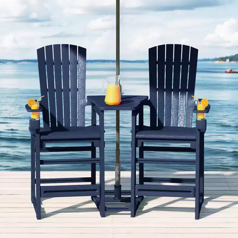 WestinTrends Azura Outdoor Tall Adirondack Chairs With Connecting Table Tray (Set of 2), White