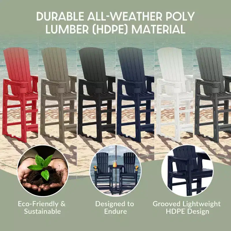 WestinTrends Azura Outdoor Tall Adirondack Chairs With Connecting Table Tray (Set of 2), White