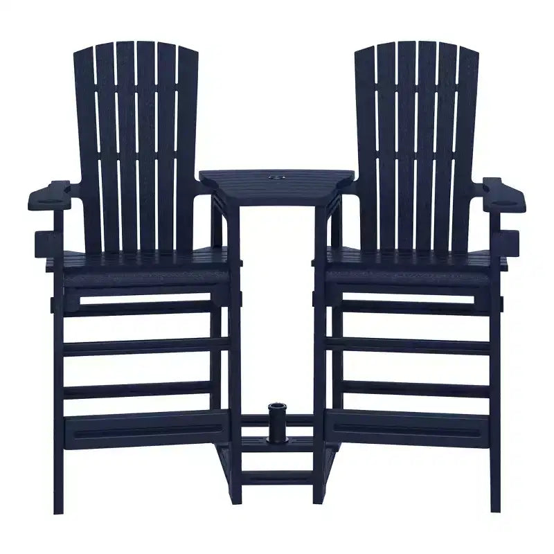 WestinTrends Azura Outdoor Tall Adirondack Chairs With Connecting Table Tray (Set of 2), White