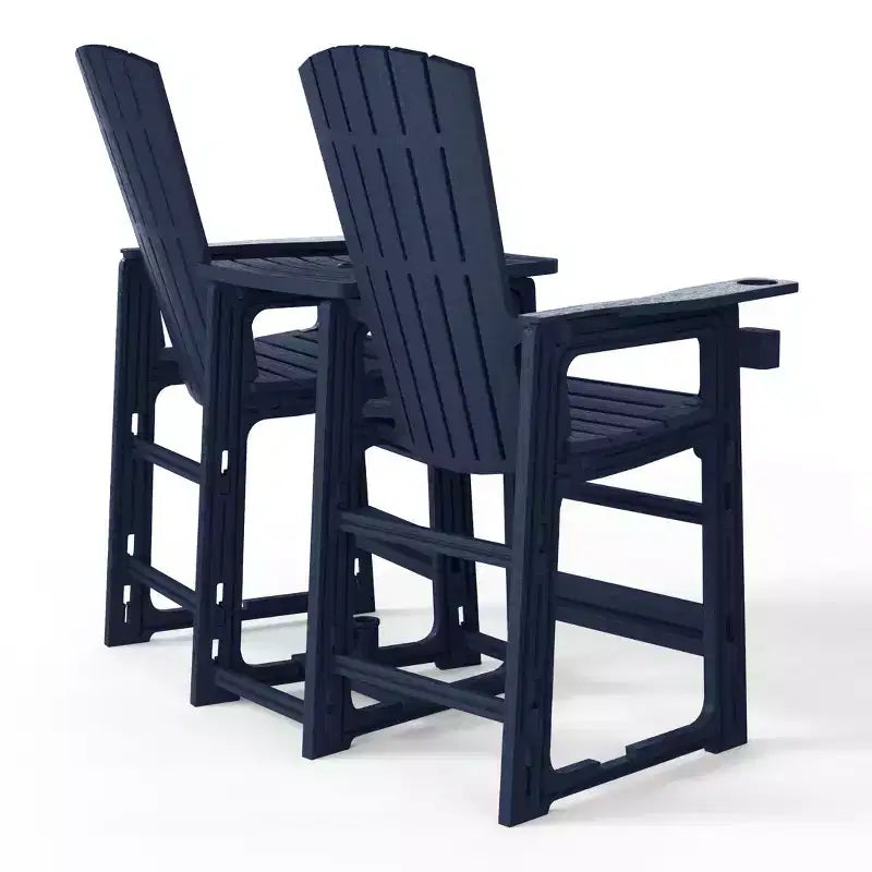 WestinTrends Azura Outdoor Tall Adirondack Chairs With Connecting Table Tray (Set of 2), White