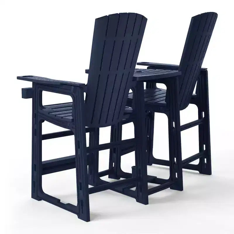 WestinTrends Azura Outdoor Tall Adirondack Chairs With Connecting Table Tray (Set of 2), White