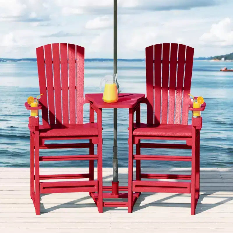 WestinTrends Azura Outdoor Tall Adirondack Chairs With Connecting Table Tray (Set of 2), White