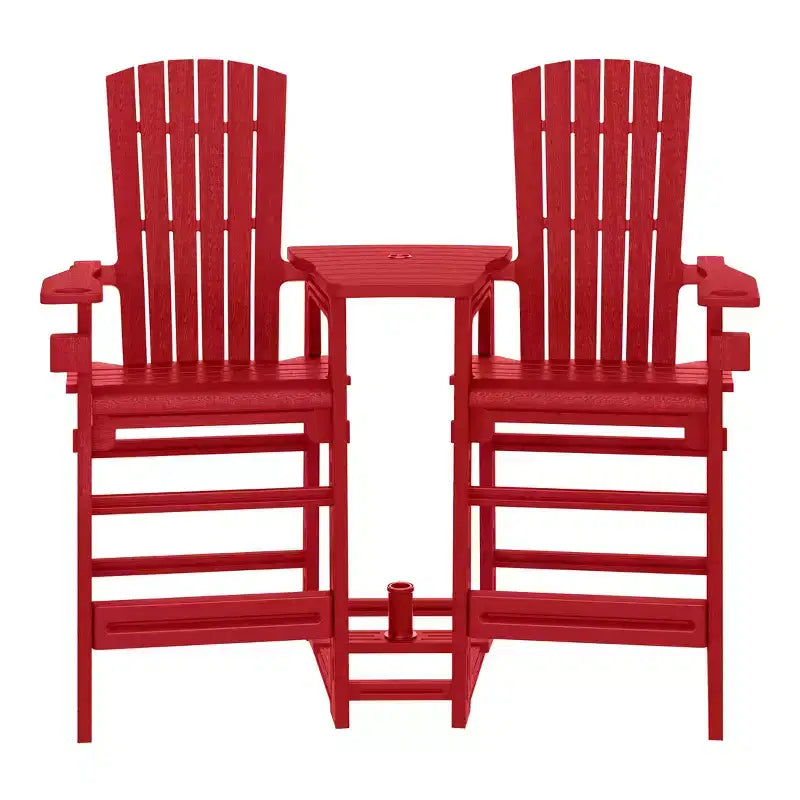WestinTrends Azura Outdoor Tall Adirondack Chairs With Connecting Table Tray (Set of 2), White