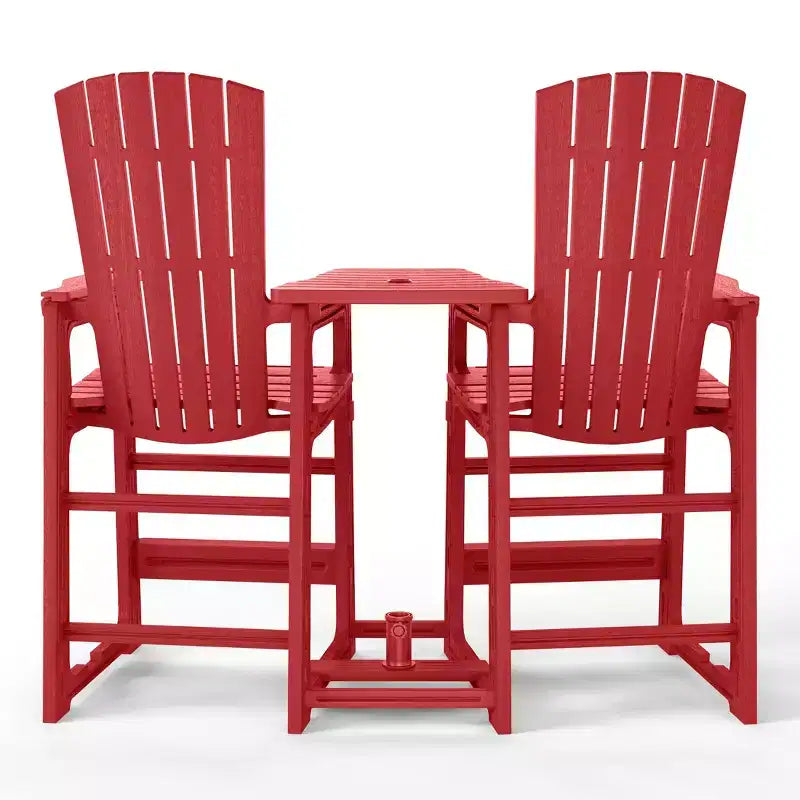 WestinTrends Azura Outdoor Tall Adirondack Chairs With Connecting Table Tray (Set of 2), White